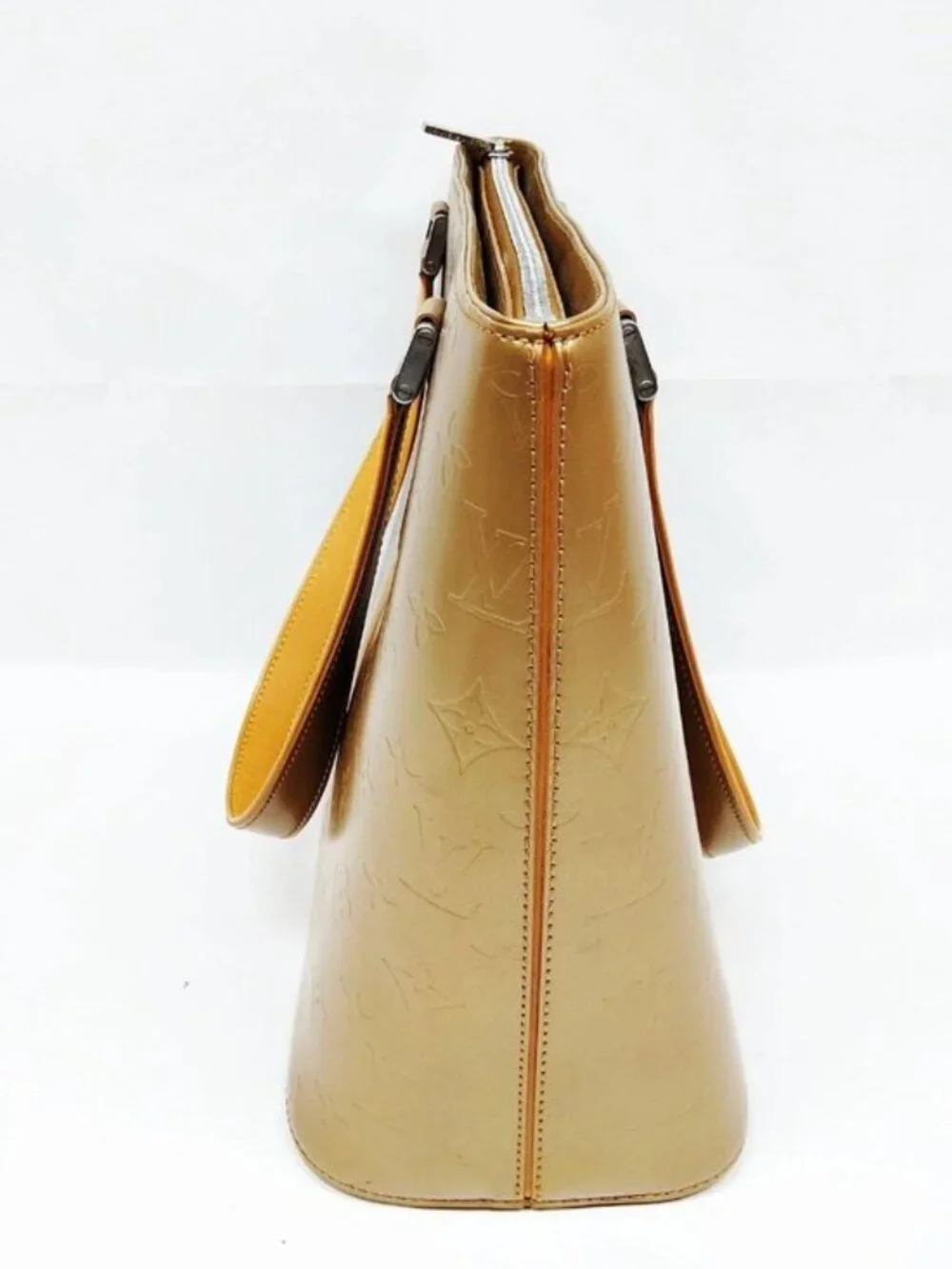 Authentic Louis Vuitton Stockton Monogram Mat Tote Bag Gold Leather Shoulder Bag